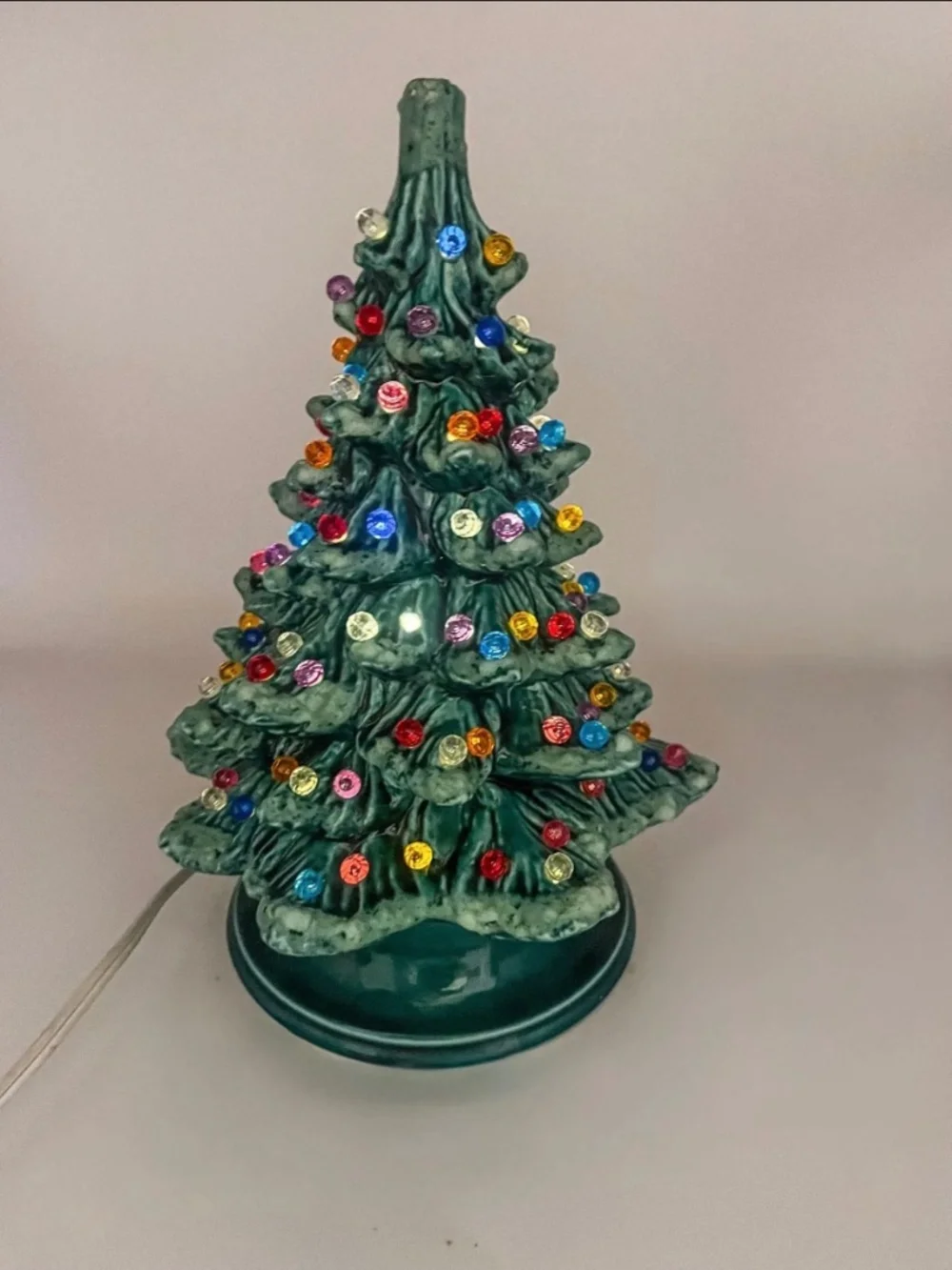 Vintage Lighted Ceramic 2 Piece Christmas Tree / 1970s  / Table Top Style / 10